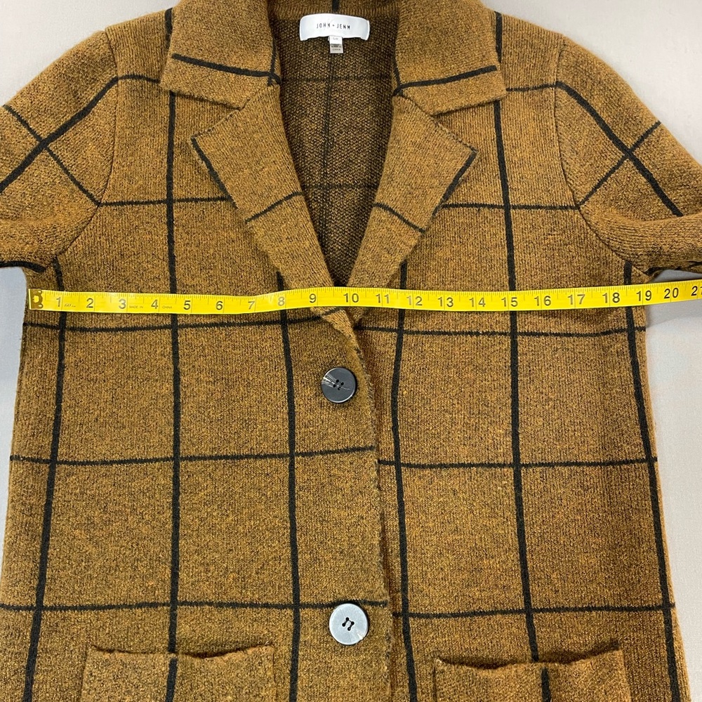 John + Jenn Long Button-Front Sweater Jacket/Coat, Windowpane - Womens Small - Picture 14 of 16